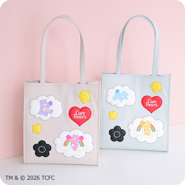 Care Bearsのバディングモチーフトートバッグ（くまのイラスト付き）